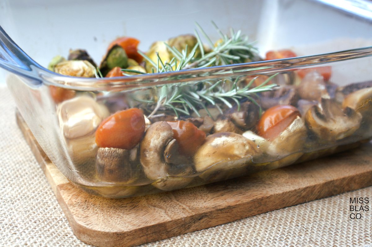 Bandeja de pyrex con verduras