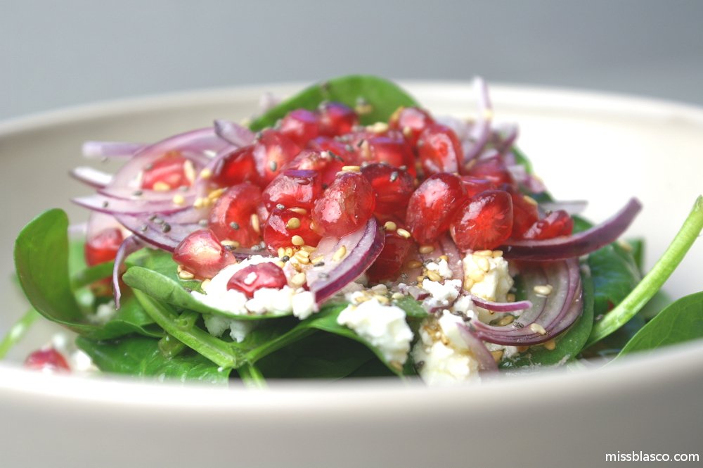 ensalada de espinacas con granada