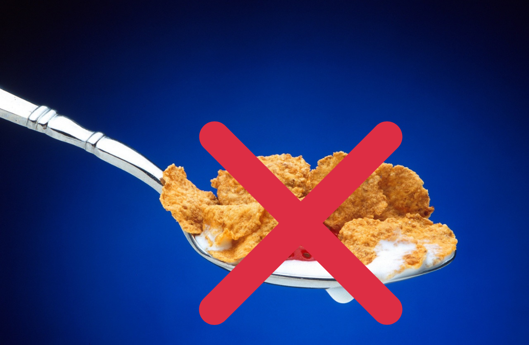 cucharada de cereales tachada